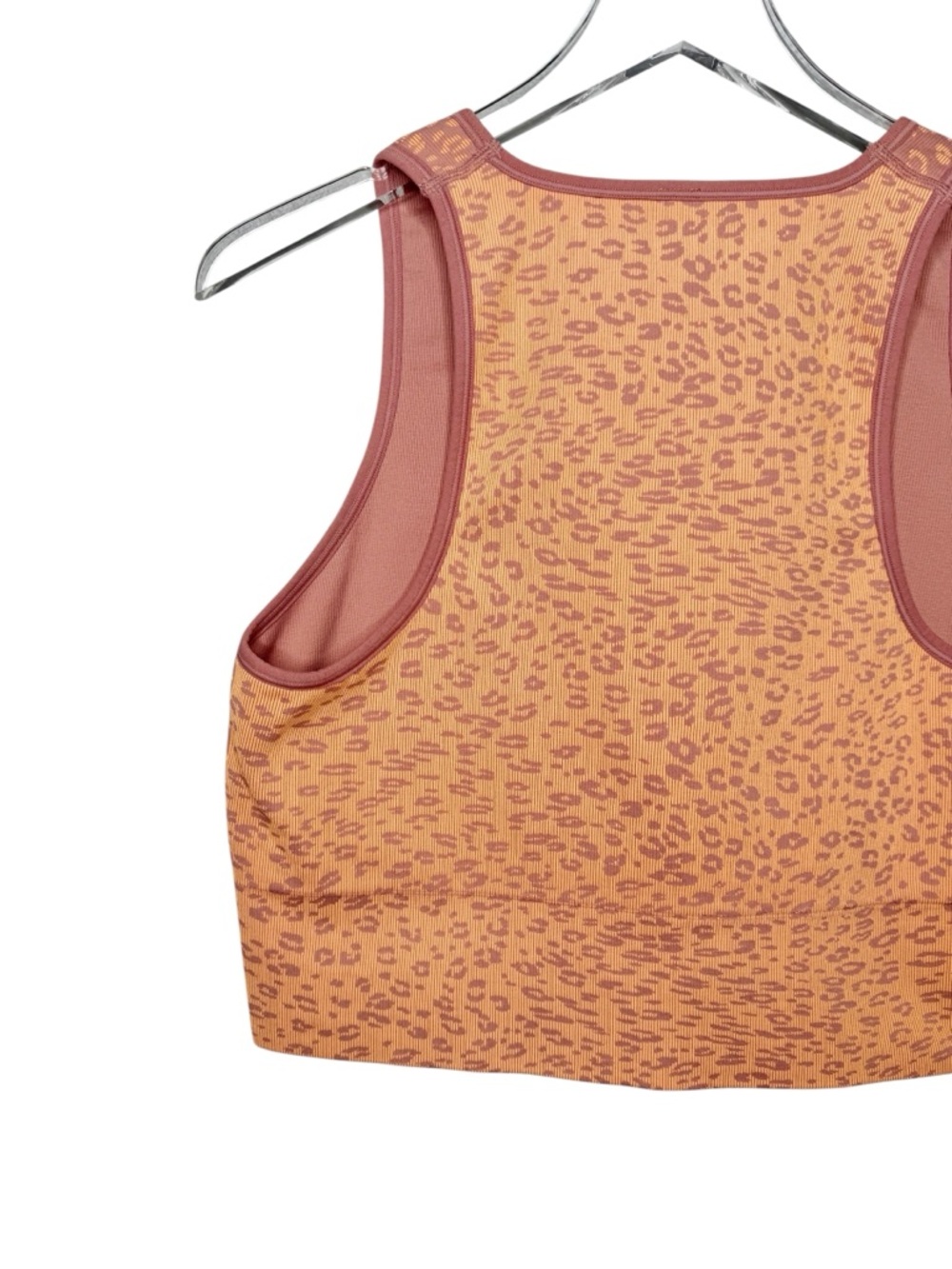 Athleta Aurora Ribbed  Orange Dusty Rose Leopard Print V Neck Tank Top Sz XL - Picture 5 of 6